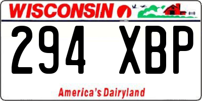 WI license plate 294XBP