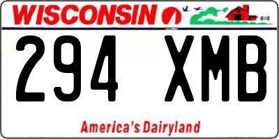 WI license plate 294XMB