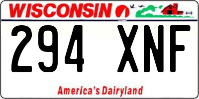 WI license plate 294XNF