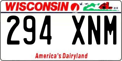 WI license plate 294XNM