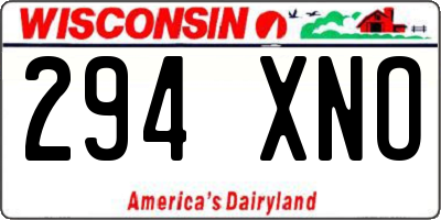 WI license plate 294XNO