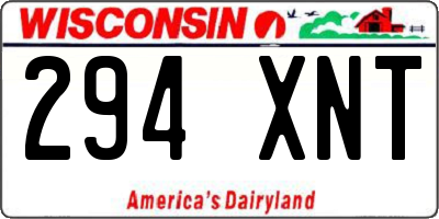 WI license plate 294XNT