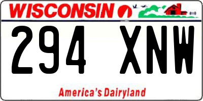 WI license plate 294XNW