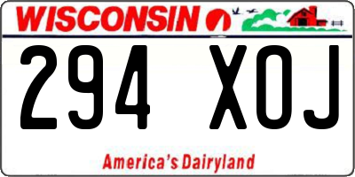WI license plate 294XOJ