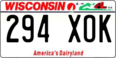 WI license plate 294XOK