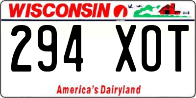 WI license plate 294XOT
