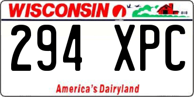 WI license plate 294XPC