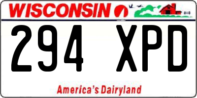 WI license plate 294XPD
