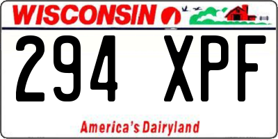 WI license plate 294XPF