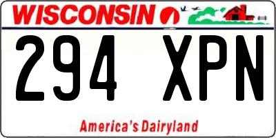 WI license plate 294XPN