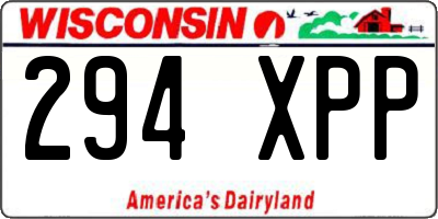 WI license plate 294XPP