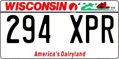 WI license plate 294XPR