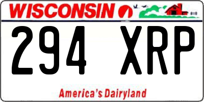 WI license plate 294XRP