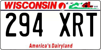 WI license plate 294XRT