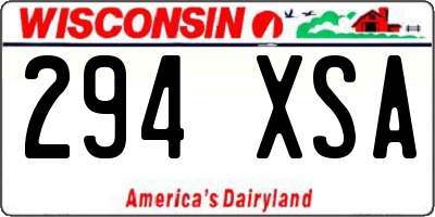 WI license plate 294XSA