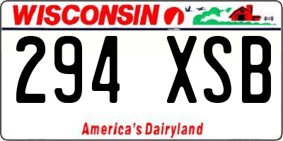 WI license plate 294XSB