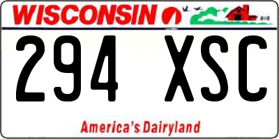 WI license plate 294XSC