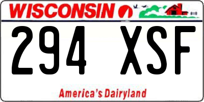 WI license plate 294XSF