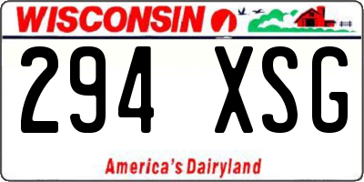 WI license plate 294XSG