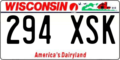 WI license plate 294XSK
