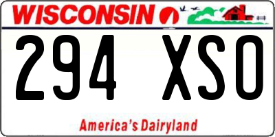 WI license plate 294XSO