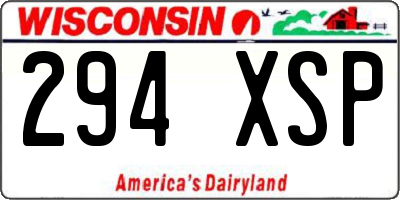 WI license plate 294XSP
