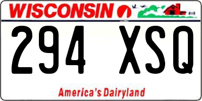 WI license plate 294XSQ