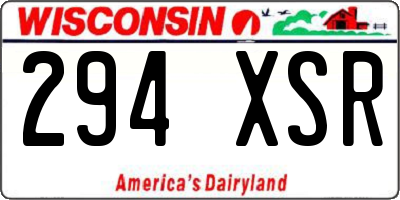 WI license plate 294XSR