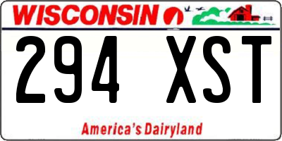 WI license plate 294XST