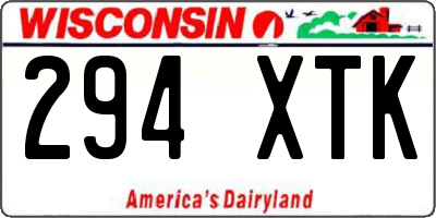 WI license plate 294XTK