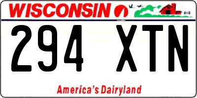 WI license plate 294XTN