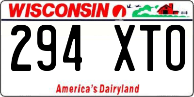 WI license plate 294XTO