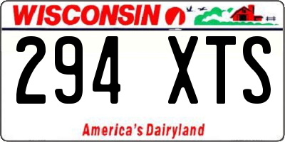 WI license plate 294XTS