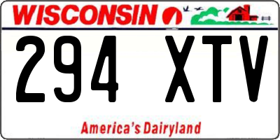 WI license plate 294XTV