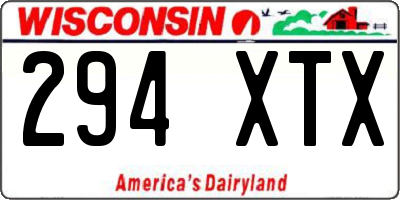 WI license plate 294XTX