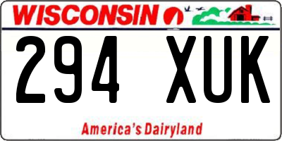 WI license plate 294XUK