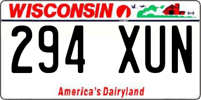 WI license plate 294XUN