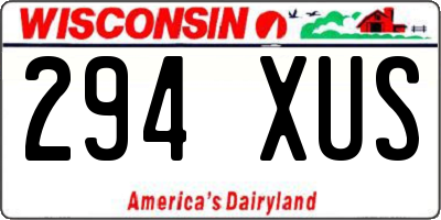 WI license plate 294XUS