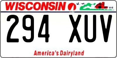 WI license plate 294XUV