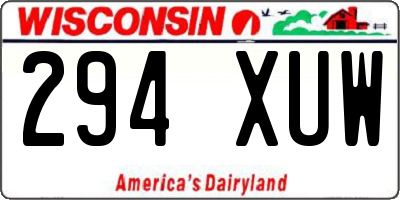 WI license plate 294XUW