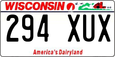 WI license plate 294XUX