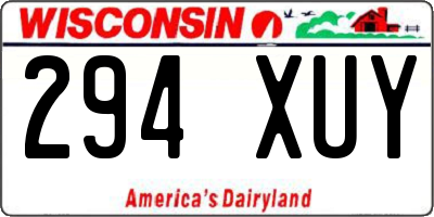 WI license plate 294XUY