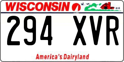 WI license plate 294XVR