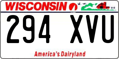 WI license plate 294XVU