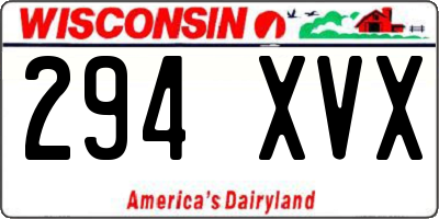 WI license plate 294XVX