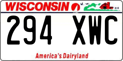 WI license plate 294XWC