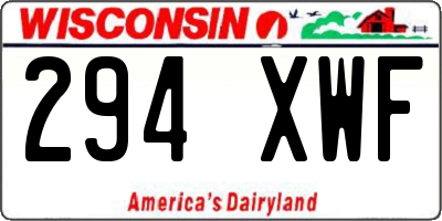 WI license plate 294XWF