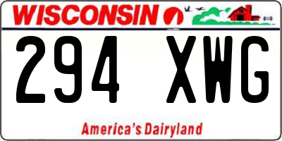 WI license plate 294XWG