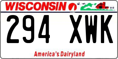 WI license plate 294XWK