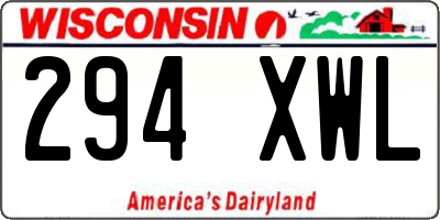 WI license plate 294XWL